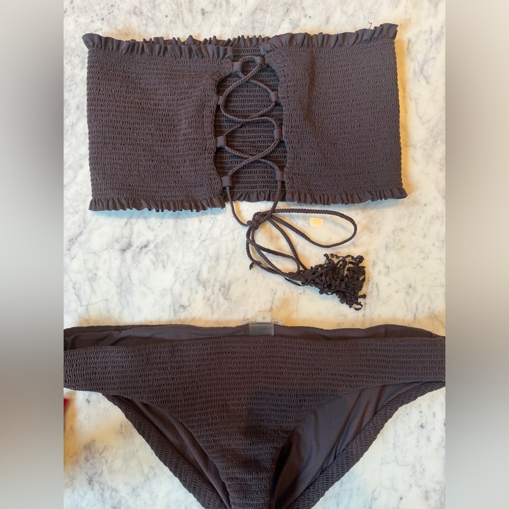 Pilyq Gray Textured Bikini Set